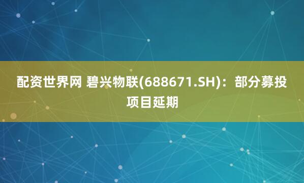 配资世界网 碧兴物联(688671.SH)：部分募投项目延期